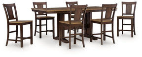 Rylandeen Counter Height Dining Table and 6 Barstools by Ashley at Eve Furniture