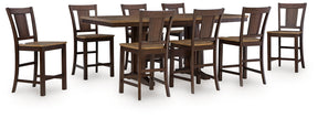 Rylandeen Counter Height Dining Table and 8 Barstools by Ashley at Eve Furniture