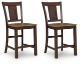 Rylandeen Light Brown/Dark Brown Counter Height Dining Table and 4 Barstools and Bench by Ashley at Eve Furniture