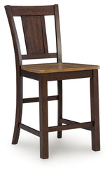 Rylandeen Light Brown/Dark Brown Counter Height Dining Table and 6 Barstools by Ashley at Eve Furniture