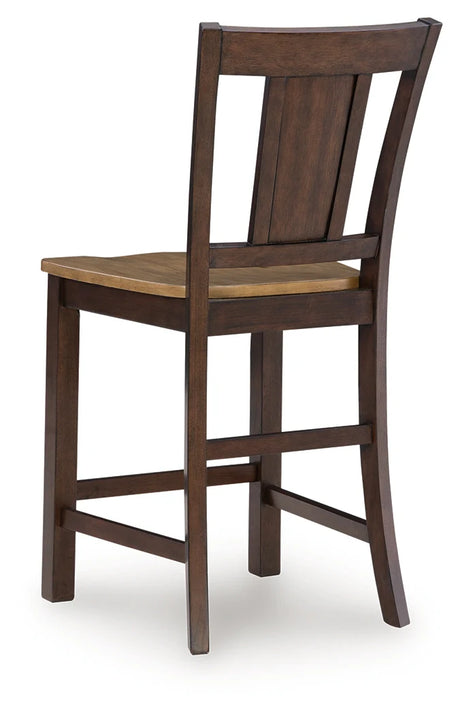 Rylandeen Light Brown/Dark Brown Counter Height Dining Table and 4 Barstools and Bench by Ashley at Eve Furniture