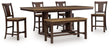 Rylandeen Light Brown/Dark Brown Counter Height Dining Table and 4 Barstools and Bench by Ashley at Eve Furniture