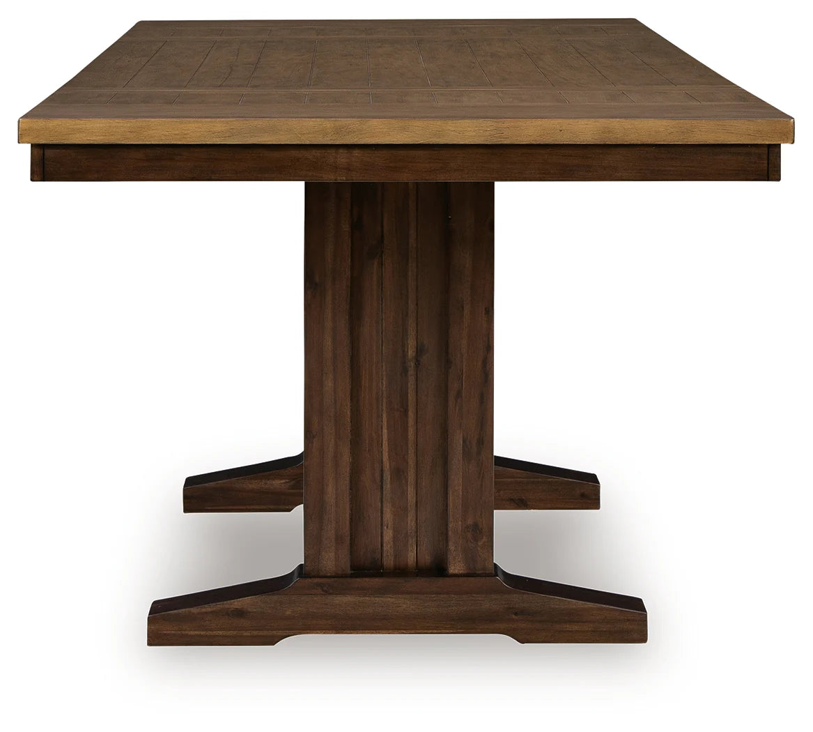 Rylandeen Light Brown/Dark Brown Counter Height Dining Table and 4 Barstools by Ashley at Eve Furniture