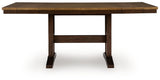 Rylandeen Light Brown/Dark Brown Counter Height Dining Table and 6 Barstools by Ashley at Eve Furniture