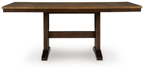 Rylandeen Light Brown/Dark Brown Counter Height Dining Table and 6 Barstools by Ashley at Eve Furniture