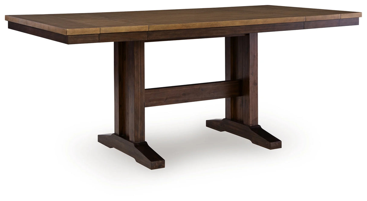 Rylandeen Light Brown/Dark Brown Counter Height Dining Table and 4 Barstools and Bench by Ashley at Eve Furniture