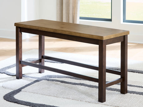 Rylandeen Light Brown/Dark Brown Counter Height Dining Table and 4 Barstools and Bench by Ashley at Eve Furniture