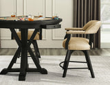Rylie 24″ Counter Captains Chair, Black Finish with Sand Vegan Leather by Steve Silver at Eve Furniture