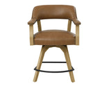 Rylie 24″ Counter Captains Chair, Natural Finish with Camel Vegan Leather by Steve Silver at Eve Furniture