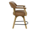 Rylie 24″ Counter Captains Chair, Natural Finish with Camel Vegan Leather by Steve Silver at Eve Furniture