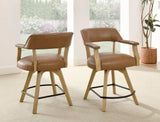 Rylie 24″ Counter Captains Chair, Natural Finish with Camel Vegan Leather by Steve Silver at Eve Furniture