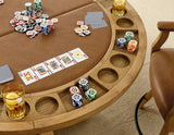 Rylie 48-inch Round Counter Dining Table with 4 Drawers and Folding Game Top, Natural Finish by Steve Silver at Eve Furniture
