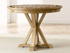 Rylie 48-inch Round Counter Dining Table with 4 Drawers and Folding Game Top, Natural Finish by Steve Silver at Eve Furniture