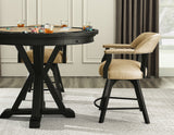 Rylie 48-inch Round Counter Dining Table with 4 Drawers and Game Top, Black Finish