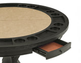 Rylie 48-inch Round Counter Dining Table with 4 Drawers and Game Top, Black Finish