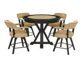 Rylie 48-inch Round Counter Dining Table with 4 Drawers and Game Top, Black Finish by Steve Silver at Eve Furniture