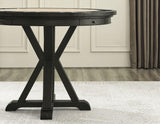 Rylie 48-inch Round Counter Dining Table with 4 Drawers and Game Top, Black Finish by Steve Silver at Eve Furniture