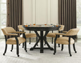 Rylie 48-inch Round Dining Table with Folding Game Top, Black Finish