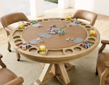 Rylie 48-inch Round Dining Table with Folding Game Top, Natural Finish by Steve Silver at Eve Furniture