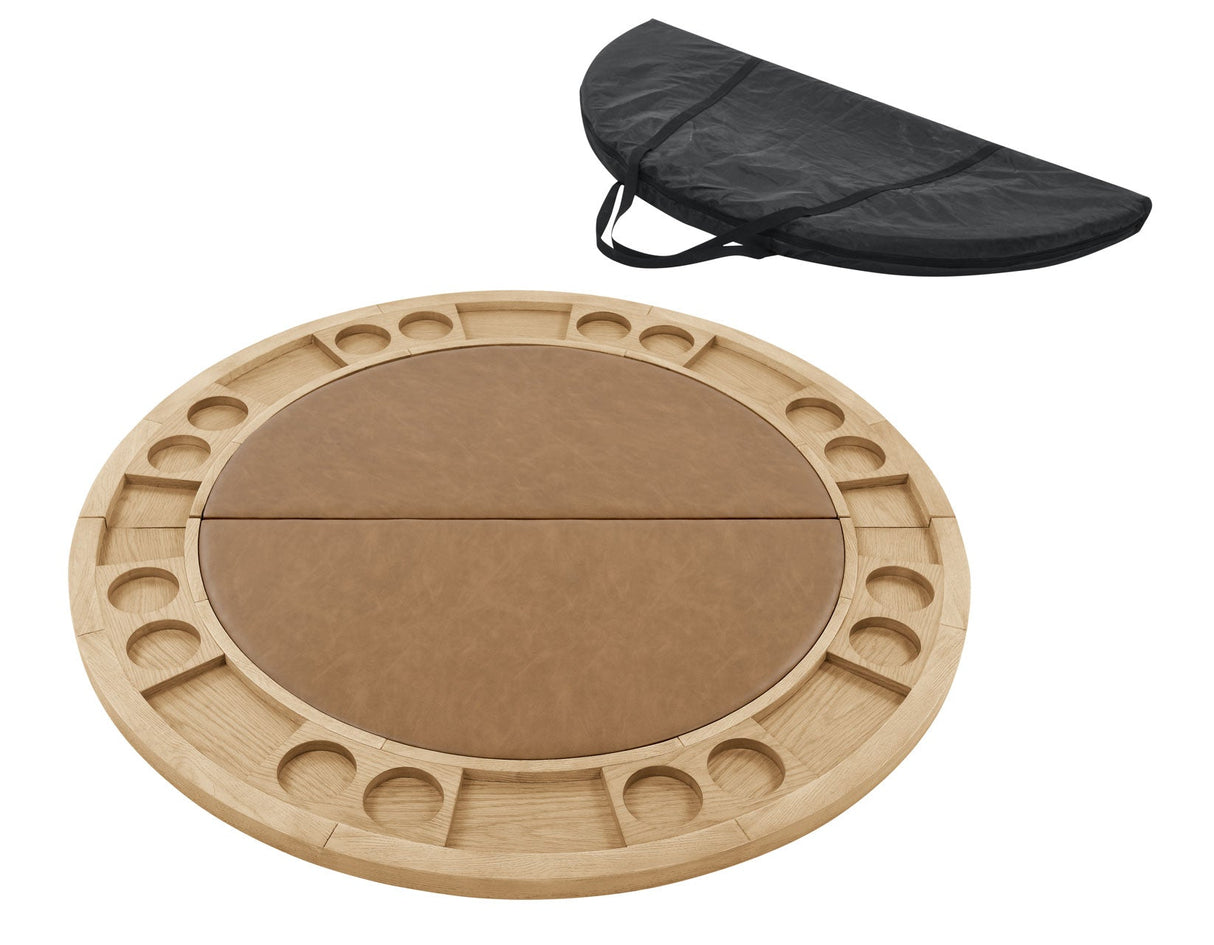 Rylie 48-inch Round Dining Table with Folding Game Top, Natural Finish by Steve Silver at Eve Furniture