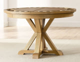 Rylie 48-inch Round Dining Table with Folding Game Top, Natural Finish by Steve Silver at Eve Furniture