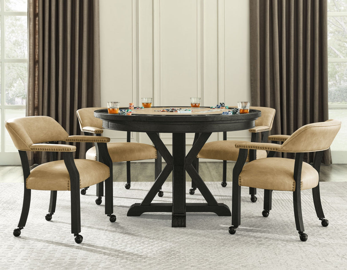 Rylie 6-Piece Game Dining Set, Black Finish