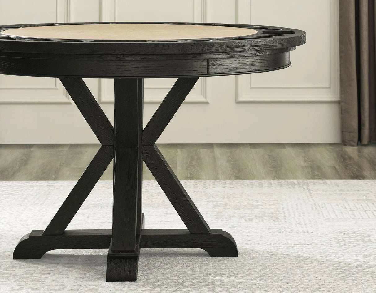 Rylie 6-Piece Game Dining Set, Black Finish by Steve Silver at Eve Furniture