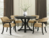 Rylie Captains Chair, Black Finish with Sand Vegan Leather by Steve Silver at Eve Furniture