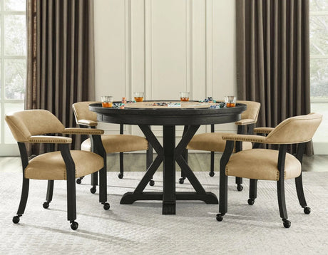 Rylie Captains Chair, Black Finish with Sand Vegan Leather by Steve Silver at Eve Furniture