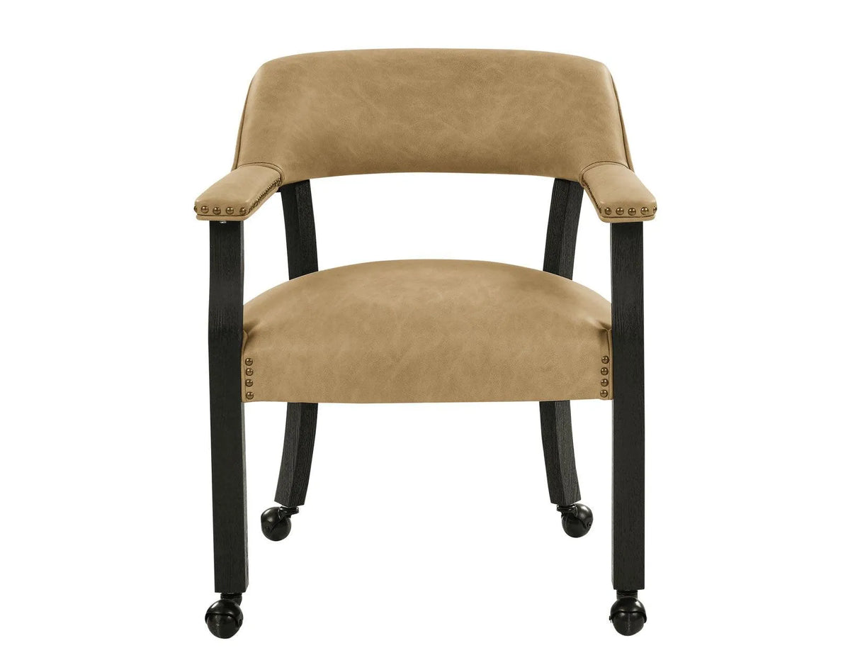 Rylie Captains Chair, Black Finish with Sand Vegan Leather by Steve Silver at Eve Furniture