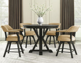 Rylie 48-inch Round Counter Dining Table with 4 Drawers, Black Finish by Steve Silver at Eve Furniture