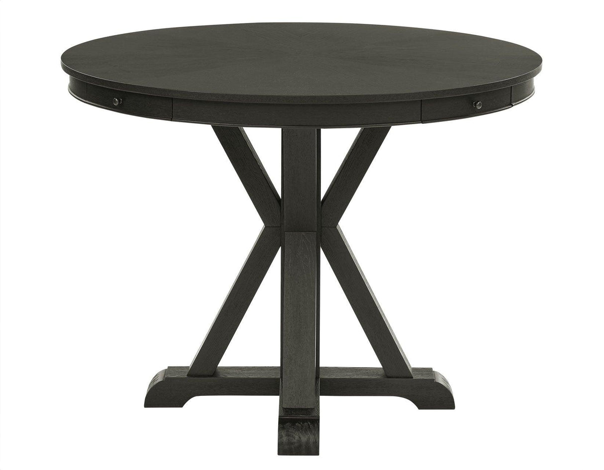 Rylie 48-inch Round Counter Dining Table with 4 Drawers, Black Finish by Steve Silver at Eve Furniture