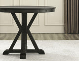 Rylie 48-inch Round Counter Dining Table with 4 Drawers, Black Finish by Steve Silver at Eve Furniture