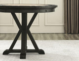 Rylie 48-inch Round Counter Dining Table with 4 Drawers, Black Finish by Steve Silver at Eve Furniture