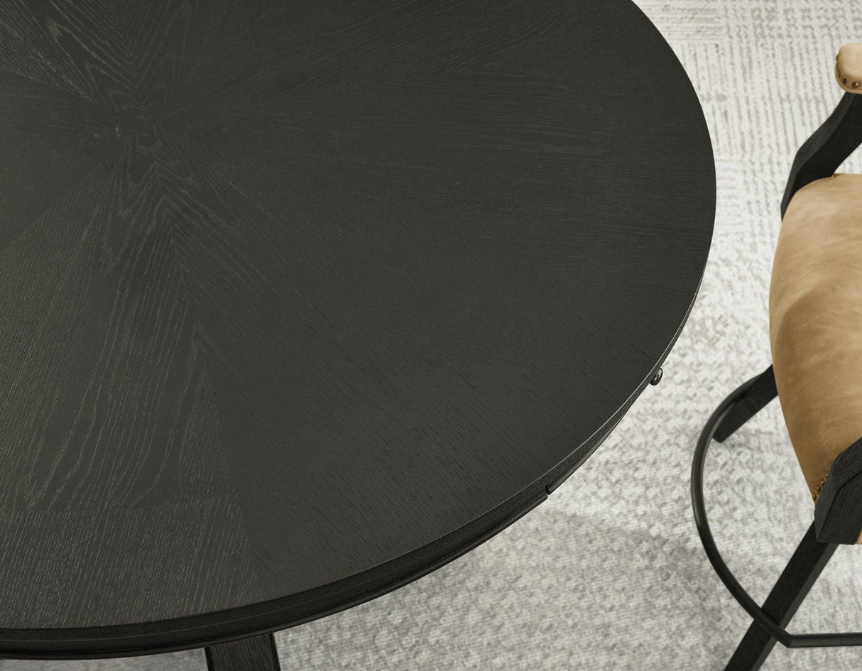 Rylie 48-inch Round Counter Dining Table with 4 Drawers, Black Finish by Steve Silver at Eve Furniture