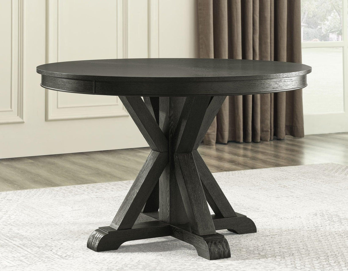 Rylie 48-inch Round Dining Table, Black Finish by Steve Silver at Eve Furniture