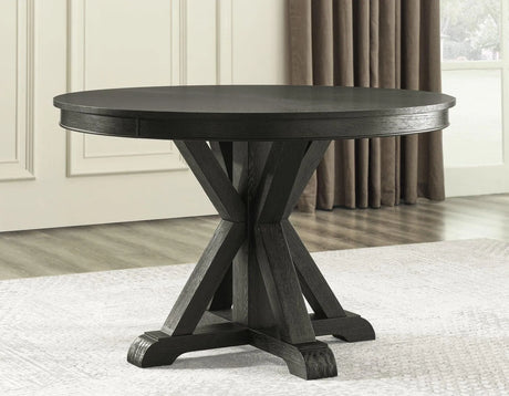 Rylie 48-inch Round Dining Table, Black Finish by Steve Silver at Eve Furniture