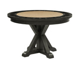 Rylie 48-inch Round Dining Table with Folding Game Top, Black Finish by Steve Silver at Eve Furniture