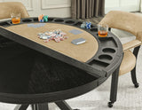 Rylie 48-inch Round Dining Table with Folding Game Top, Black Finish by Steve Silver at Eve Furniture