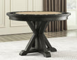 Rylie 48-inch Round Dining Table with Folding Game Top, Black Finish by Steve Silver at Eve Furniture
