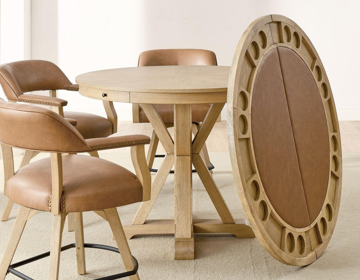 Rylie 6-Piece Counter Game Dining Set, Natural Finish by Steve Silver at Eve Furniture