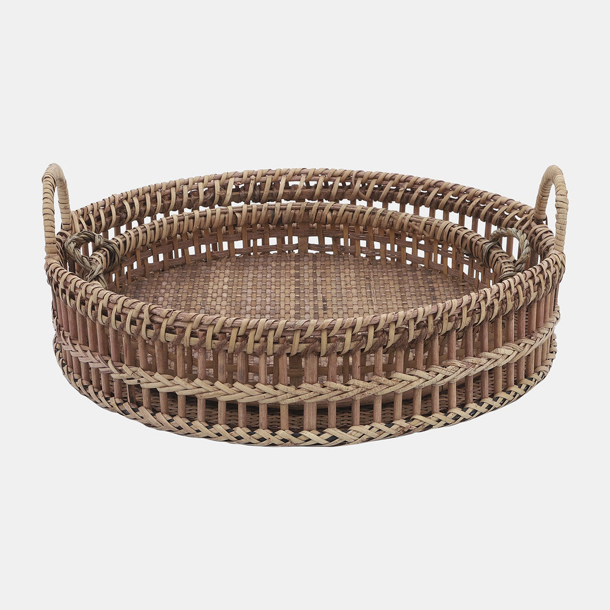 S/2 12/14" Rattan Trays, Natural