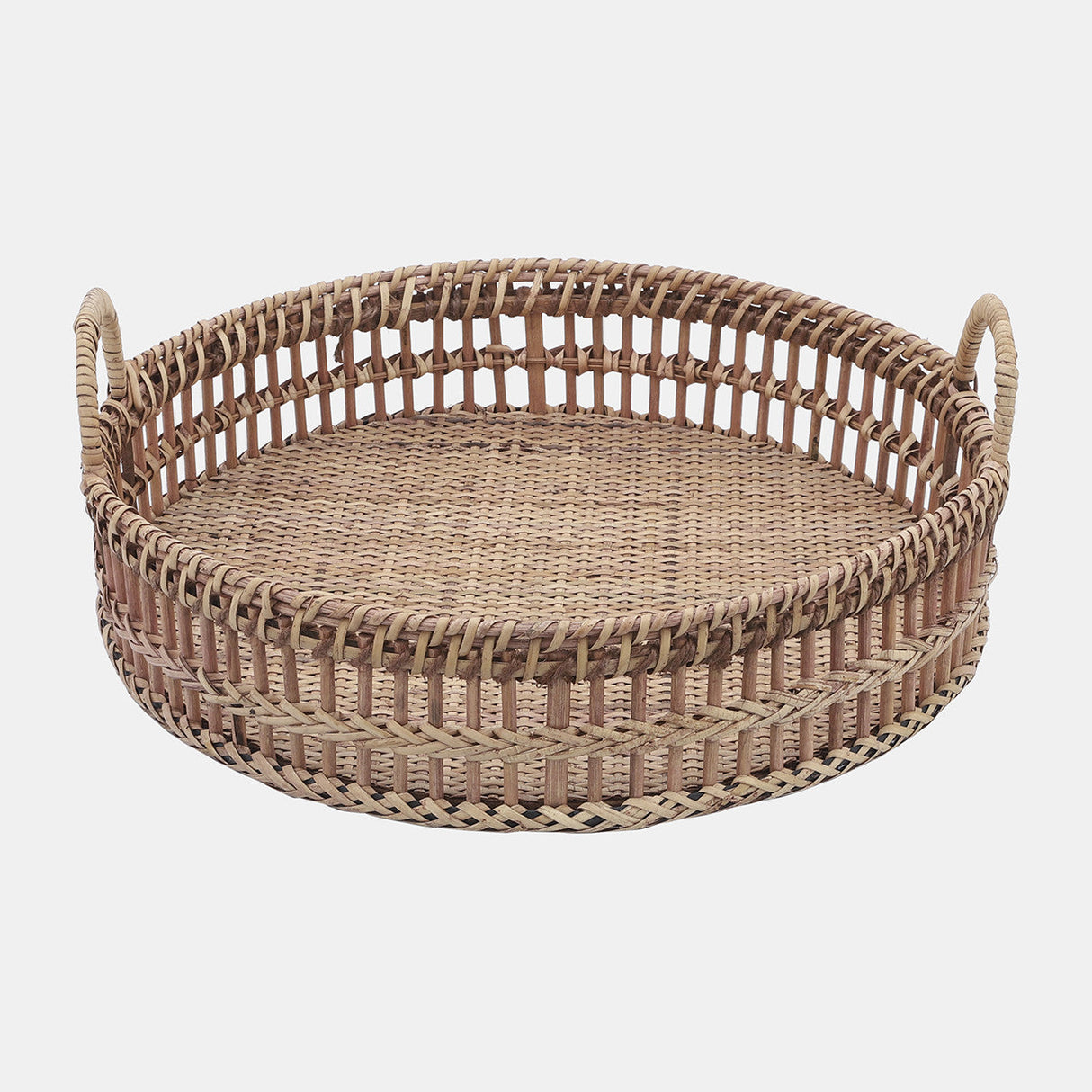 S/2 12/14" Rattan Trays, Natural