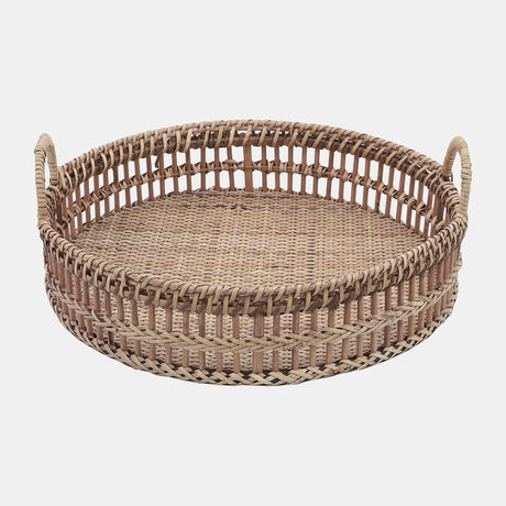 S/2 12/14" Rattan Trays, Natural