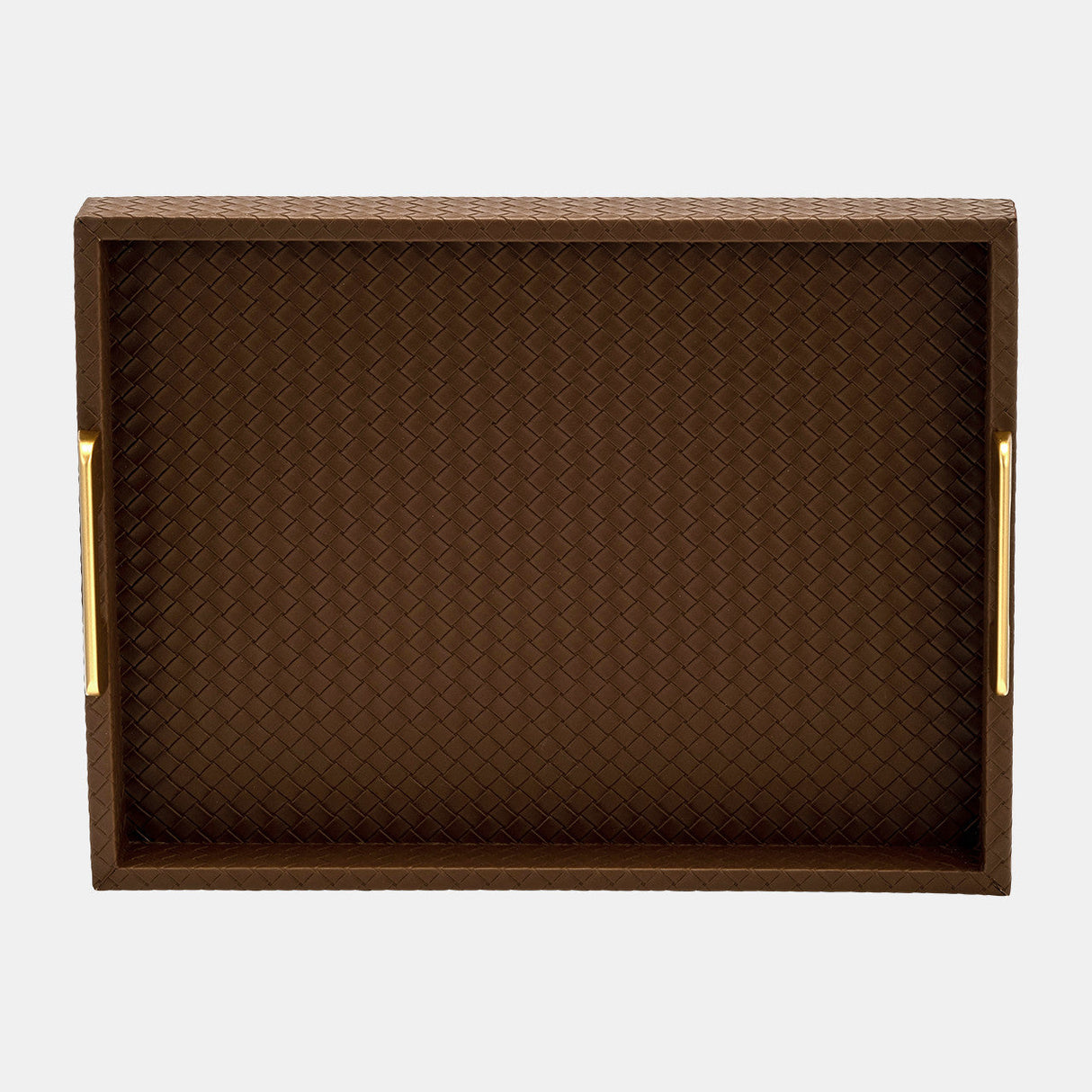 S/2 16/18"l Faux Leather Weave Trays, Cognac