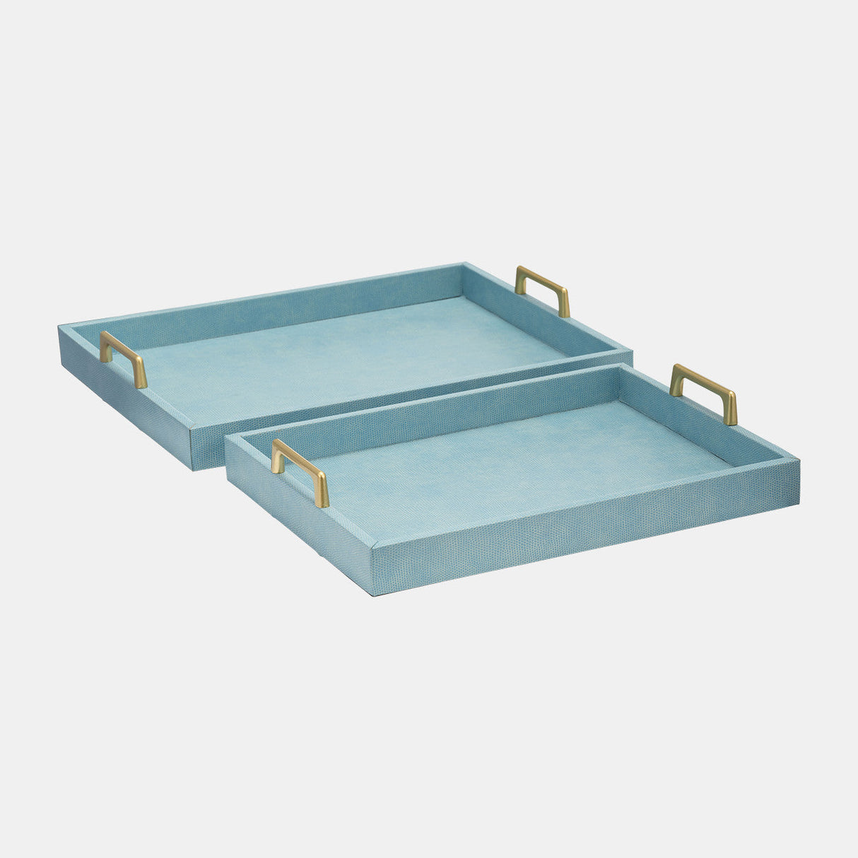 S/2 16/18"l Faux Snakeskin Trays, Aqua