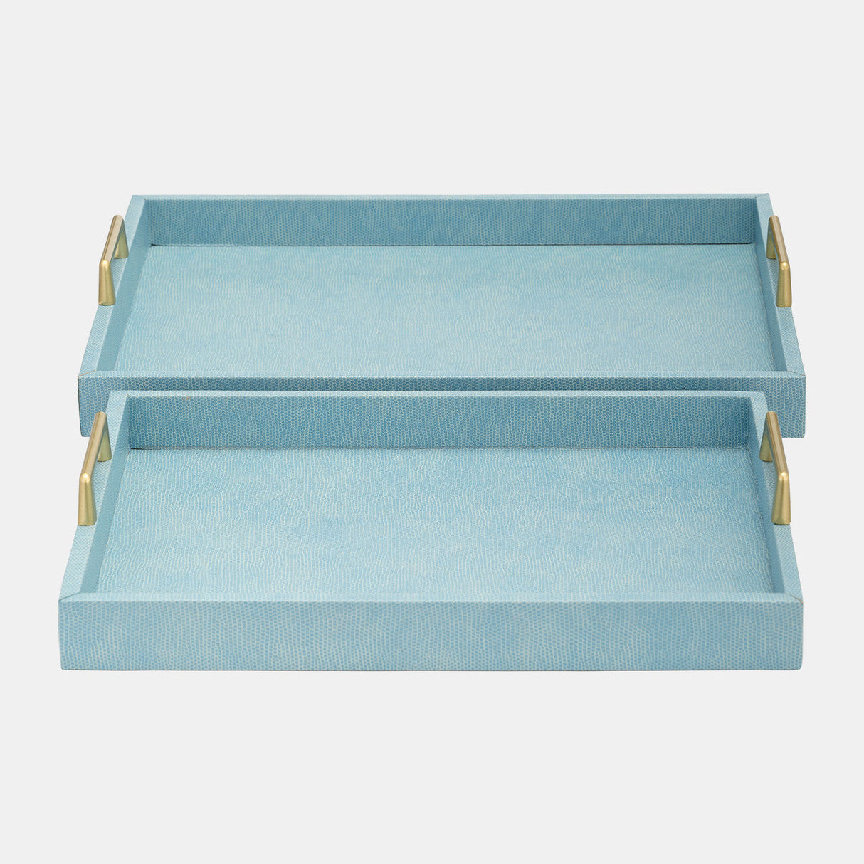 S/2 16/18"l Faux Snakeskin Trays, Aqua