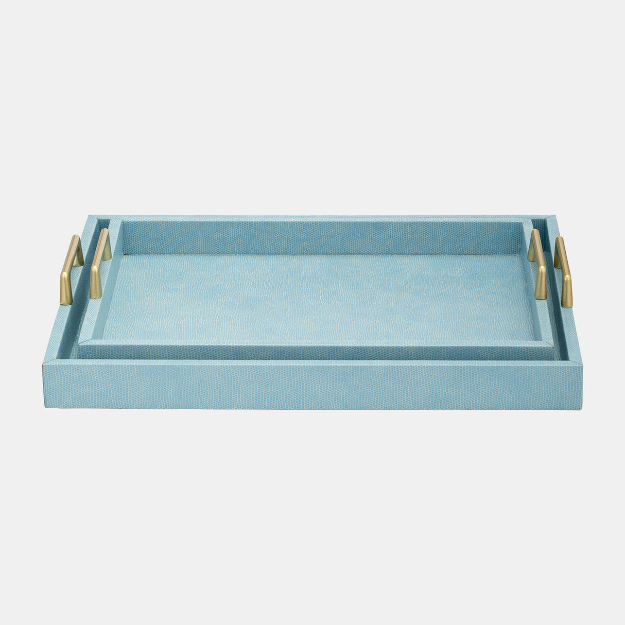 S/2 16/18"l Faux Snakeskin Trays, Aqua