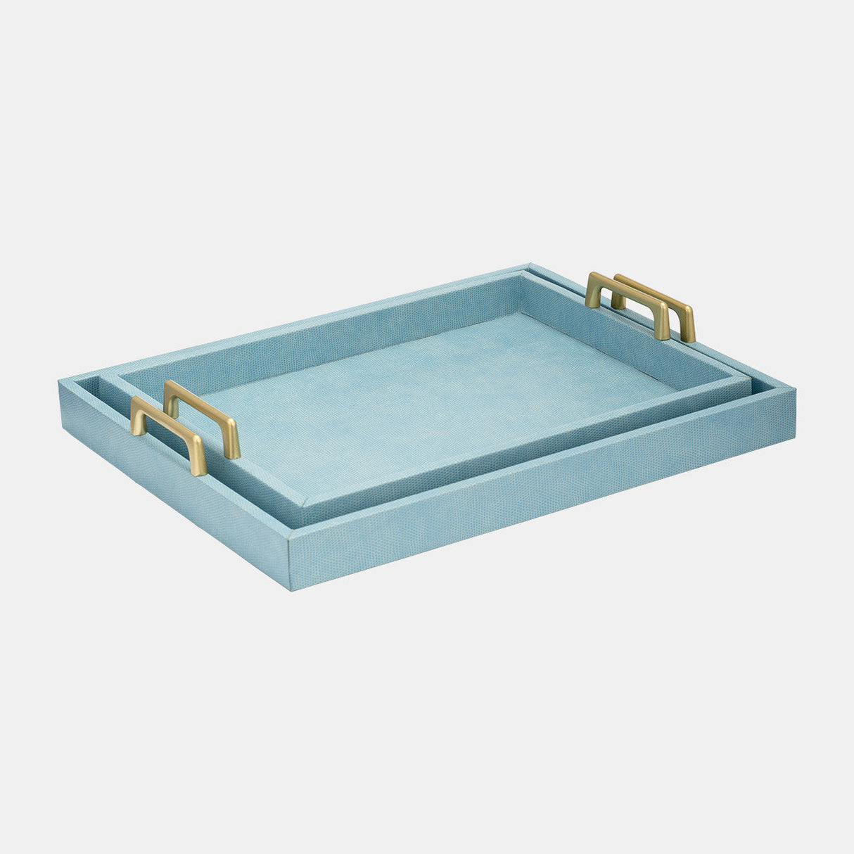 S/2 16/18"l Faux Snakeskin Trays, Aqua