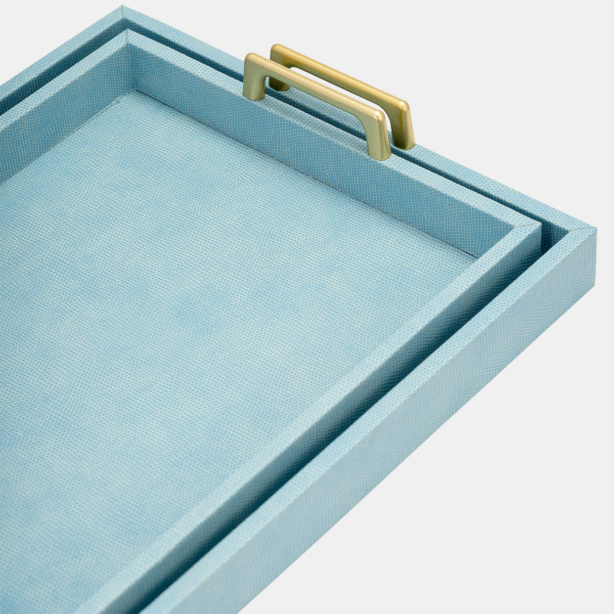 S/2 16/18"l Faux Snakeskin Trays, Aqua